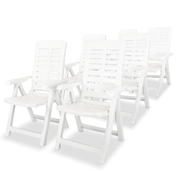 vidaXL Ensemble &agrave; manger d'ext&eacute;rieur 7 pcs Plastique Blanc