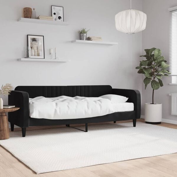 vidaXL Lit de jour avec matelas noir 80x200 cm velours