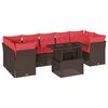 vidaXL Ensemble de canap&eacute; de jardin 8 pcs avec coussins marron r&eacute;sine tress&eacute;e