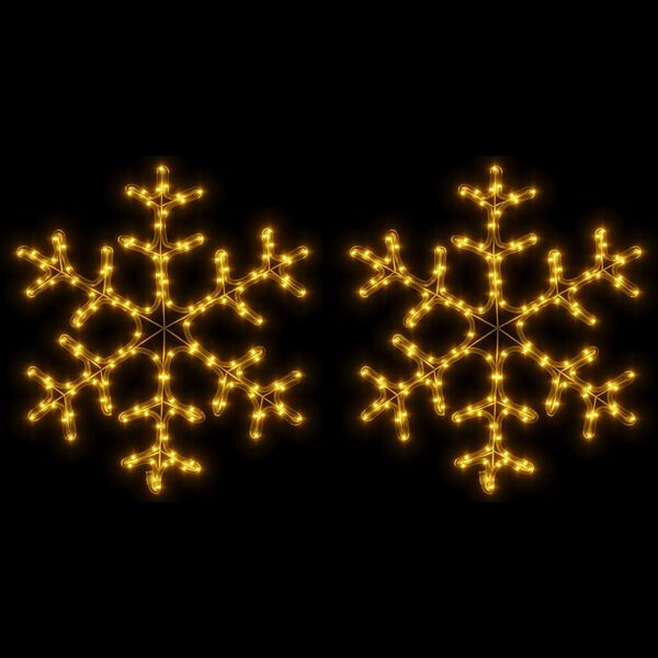 vidaXL Flocons de neige de No&euml;l avec LED 2 pcs Blanc chaud 59x59 cm