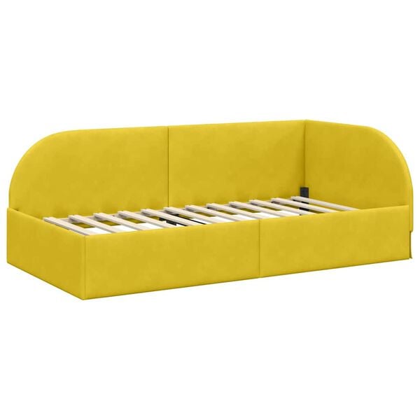 vidaXL Cadre de lit d'angle Jaune 100 cm x 200 cm Velours