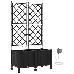 vidaXL Porte-plante de jardin avec irrigation et roues 2 pc Noir PP