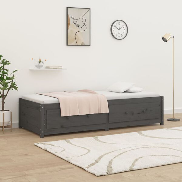 vidaXL Lit de jour sans matelas gris 90x200 cm bois de pin massif