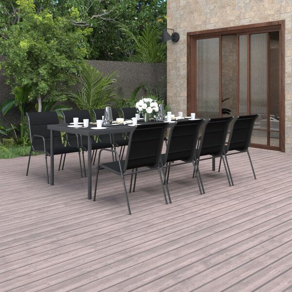 vidaXL Mobilier de salle &agrave; manger d'ext&eacute;rieur 9 pcs Acier
