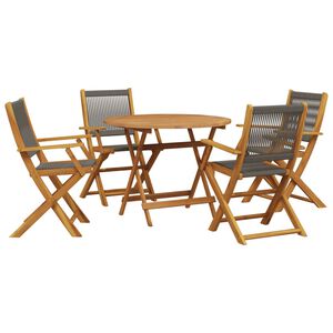 vidaXL Ensemble &agrave; manger de jardin 5pcs gris polypropyl&egrave;ne bois massif