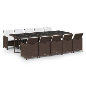 vidaXL Ensemble &agrave; manger de jardin coussins 11pcs R&eacute;sine tress&eacute;e