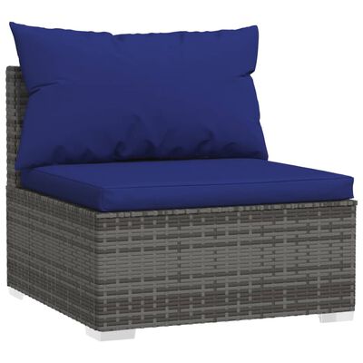 vidaXL Salon de jardin 8 pcs avec coussins résine tressée gris