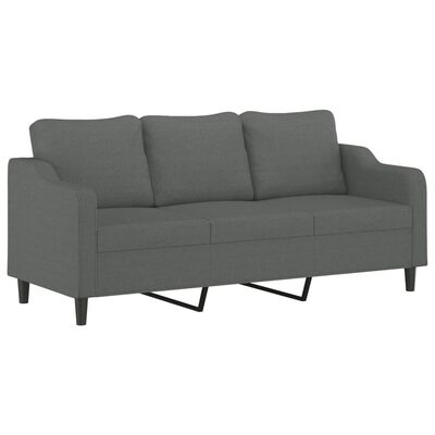 vidaXL Canapé à 3 places avec repose-pieds Gris foncé 180 cm Tissu