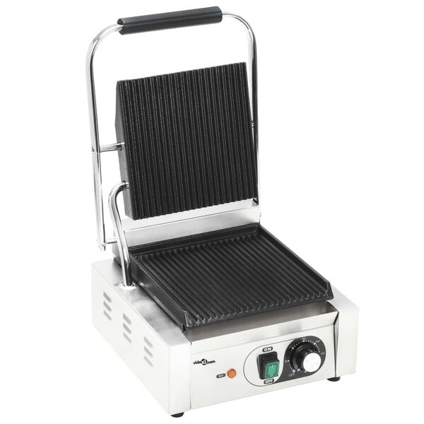 vidaXL Grill pour panini rainuré Acier inoxydable 1800 W 31x30,5x20 cm