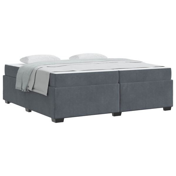 vidaXL Cadre de lit avec matelas Gris fonc&eacute; 200 x 200 cm tissu