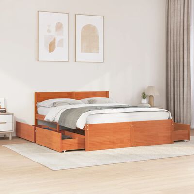 vidaXL Cadre de lit sans matelas cire marron 160x200cm bois pin massif