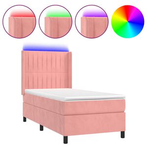 vidaXL Sommier &agrave; lattes de lit matelas et LED Rose 100x200 cm Velours