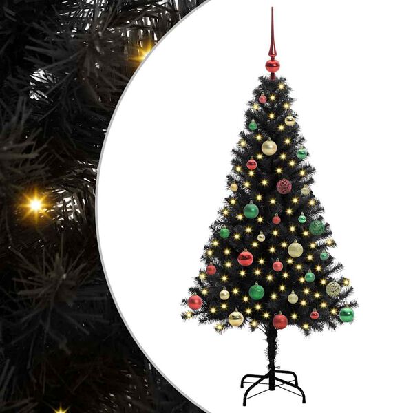 vidaXL Sapin de No&euml;l avec 150 LED avec support Noir 150 cm PVC