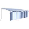 vidaXL Auvent manuel r&eacute;tractable avec store 4,5x3 m Bleu et blanc