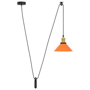 vidaXL Lampe suspendue r&eacute;glable hauteur E27 orange brillant m&eacute;tal