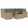 vidaXL Salon de jardin avec coussins 7 pcs beige r&eacute;sine tress&eacute;e