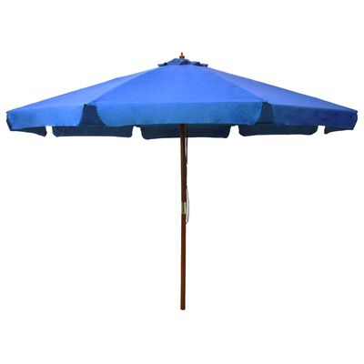 vidaXL Parasol avec mât en bois 330 cm Bleu azuré