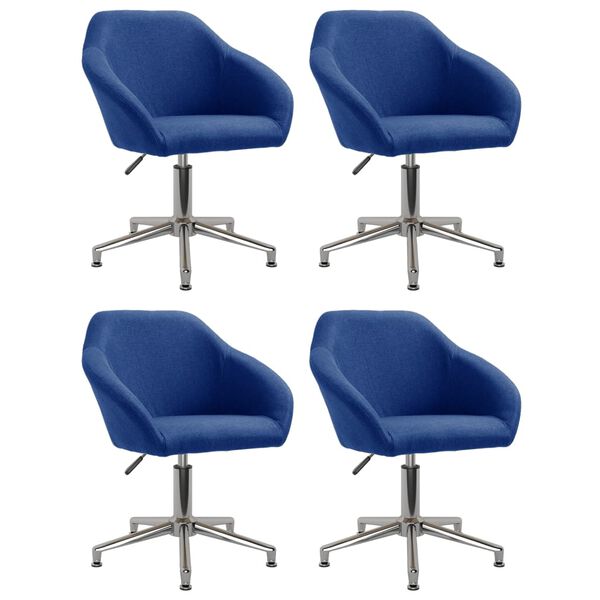 vidaXL Chaises pivotantes &agrave; manger lot de 4 bleu tissu