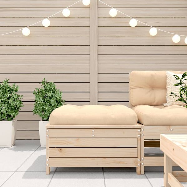 vidaXL Repose-pied de jardin avec coussin bois de pin massif