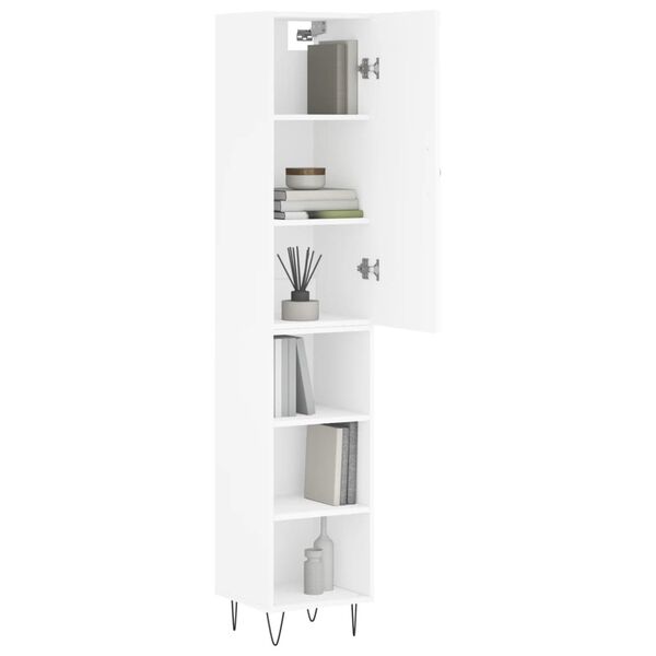 vidaXL Buffet haut Blanc 34,5x34x180 cm Bois d'ing&eacute;nierie