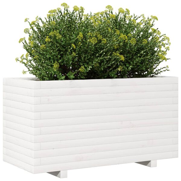 vidaXL Jardinière blanc 90x40x49,5 cm bois de pin massif