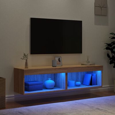 vidaXL Meubles TV avec lumières LED 2 pcs chêne sonoma 60x30x30 cm