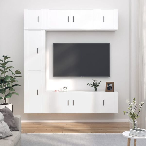 vidaXL Ensemble de meubles TV 7 pcs Blanc Bois d'ingénierie