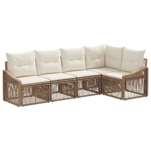 vidaXL Ensemble de canap&eacute; de jardin 5 pc Beige polyrotin