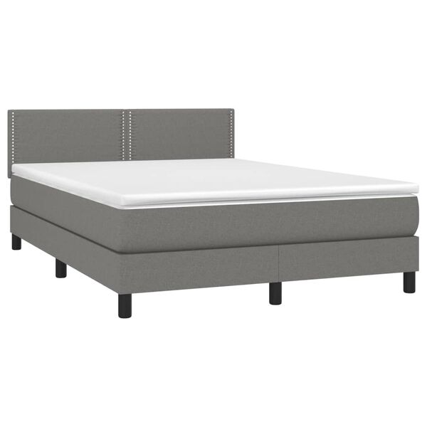 vidaXL Sommier &agrave; lattes de lit et matelas et LED Gris fonc&eacute; 140x190 cm