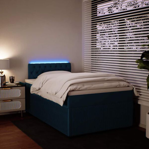 vidaXL Sommier &agrave; lattes de lit et matelas bleu 120x190 cm velours