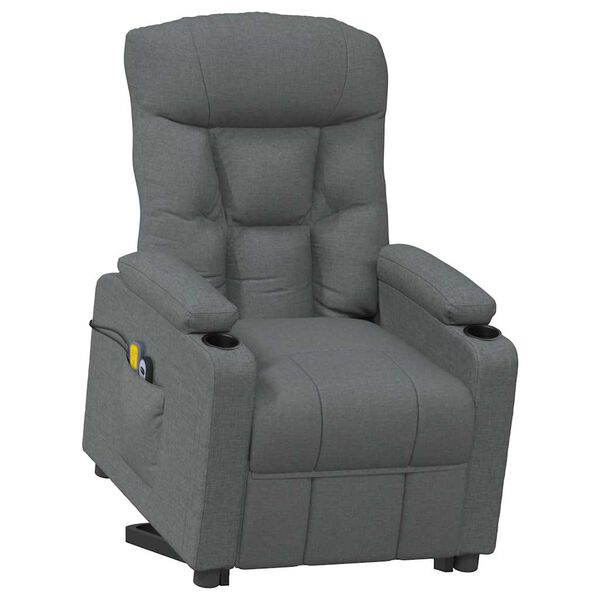 vidaXL Fauteuil de massage inclinable Gris fonc&eacute; Tissu