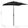 vidaXL Parasol de jardin à 3 niveaux avec mât en aluminium noir 2x2 m