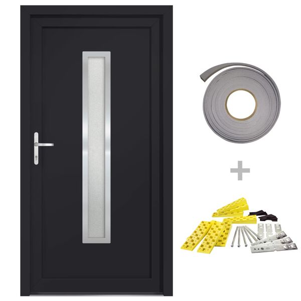vidaXL Porte d'entr&eacute;e anthracite 88x200 cm PVC