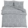 vidaXL Ensemble de housse de couette gris et blanc 240x220 cm coton