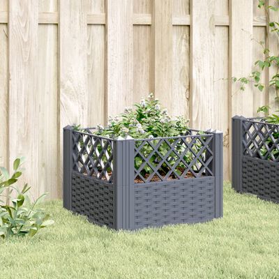 vidaXL Jardinière avec piquets gris 43,5x43,5x43,5 cm PP