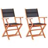 vidaXL Chaises pliantes (lot de 2) en bois d'eucalyptus massif noir et textil&egrave;ne