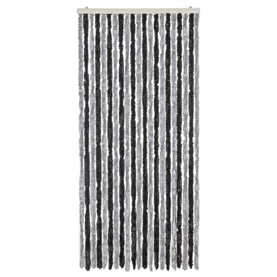 vidaXL Rideau anti-mouches gris et noir 100x200 cm chenille