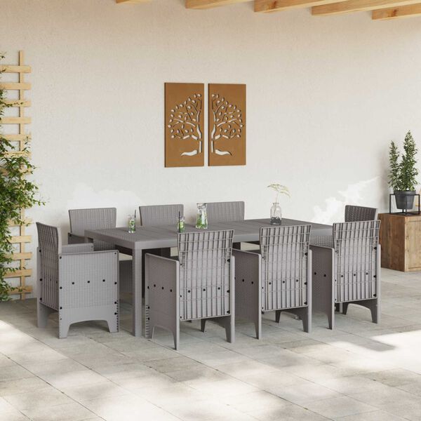 vidaXL Ensemble de salle &agrave; manger pour jardin 9 pcs Gris clair
