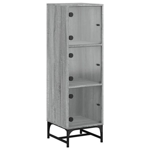 vidaXL Buffet avec portes en verre sonoma gris 35x37x120 cm
