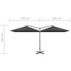 vidaXL Parasol de jardin double avec mât en acier anthracite 600x300cm