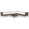 vidaXL Salon de jardin 9 pcs avec coussins r&eacute;sine tress&eacute;e marron