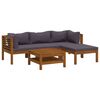 vidaXL Salon de jardin 5 pcs avec coussin Bois d'acacia solide