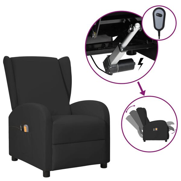 vidaXL Fauteuil électrique de massage à oreilles Noir Similicuir