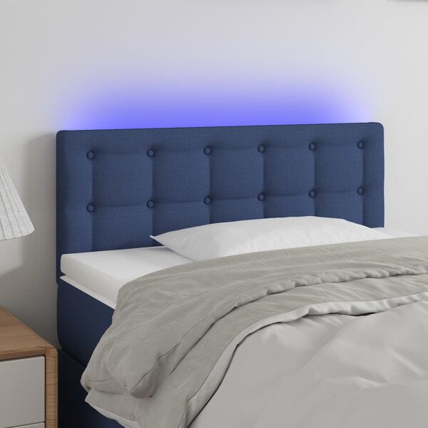 vidaXL T&ecirc;te de lit &agrave; LED Bleu 80x5x78/88 cm Tissu