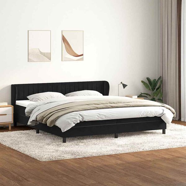 vidaXL Sommier &agrave; lattes de lit avec matelas noir 180x220 cm velours