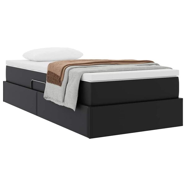 vidaXL Lit avec rangement et matelas Noir 90 x 190 cm Simili cuir
