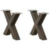 vidaXL Pieds de table basse en forme de X, 2 pi&egrave;ces, acier naturel, 50 x (42-43) cm