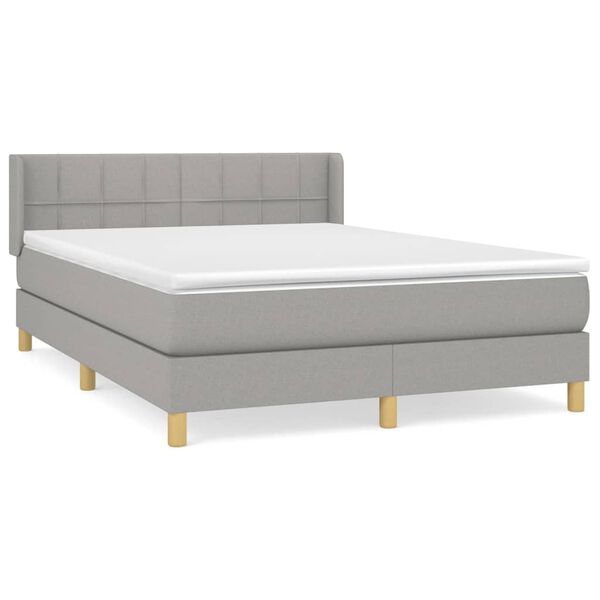 vidaXL Sommier &agrave; lattes de lit avec matelas Gris clair 140x190cm Tissu