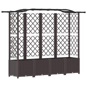 vidaXL Lit &Eacute;lev&eacute; avec Treillis et Toit Marron 204 x 40 x 138 cm PP