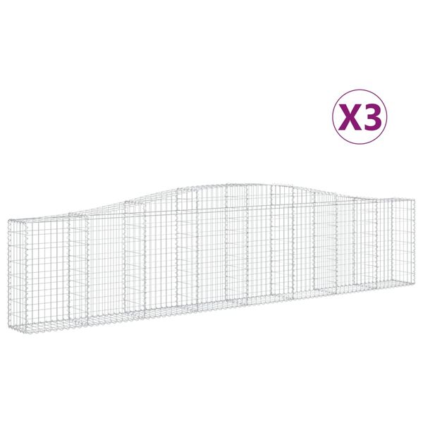 vidaXL Paniers à gabions arqués 3 pcs 400x30x80/100 cm Fer galvanisé